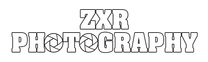 Text featuring "ZXR PHOTOGRAPHY" with artistic lens designs in the letters.